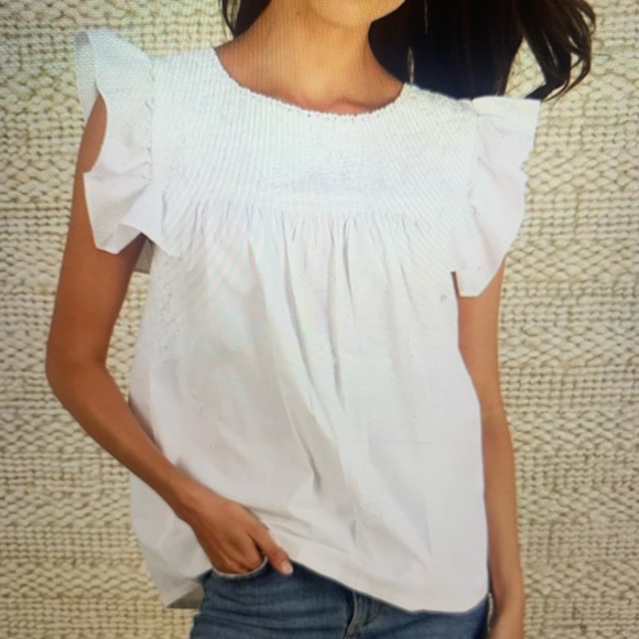 mi golondrina Tops - Mi Golondrina White Soledad Ruffle Top
